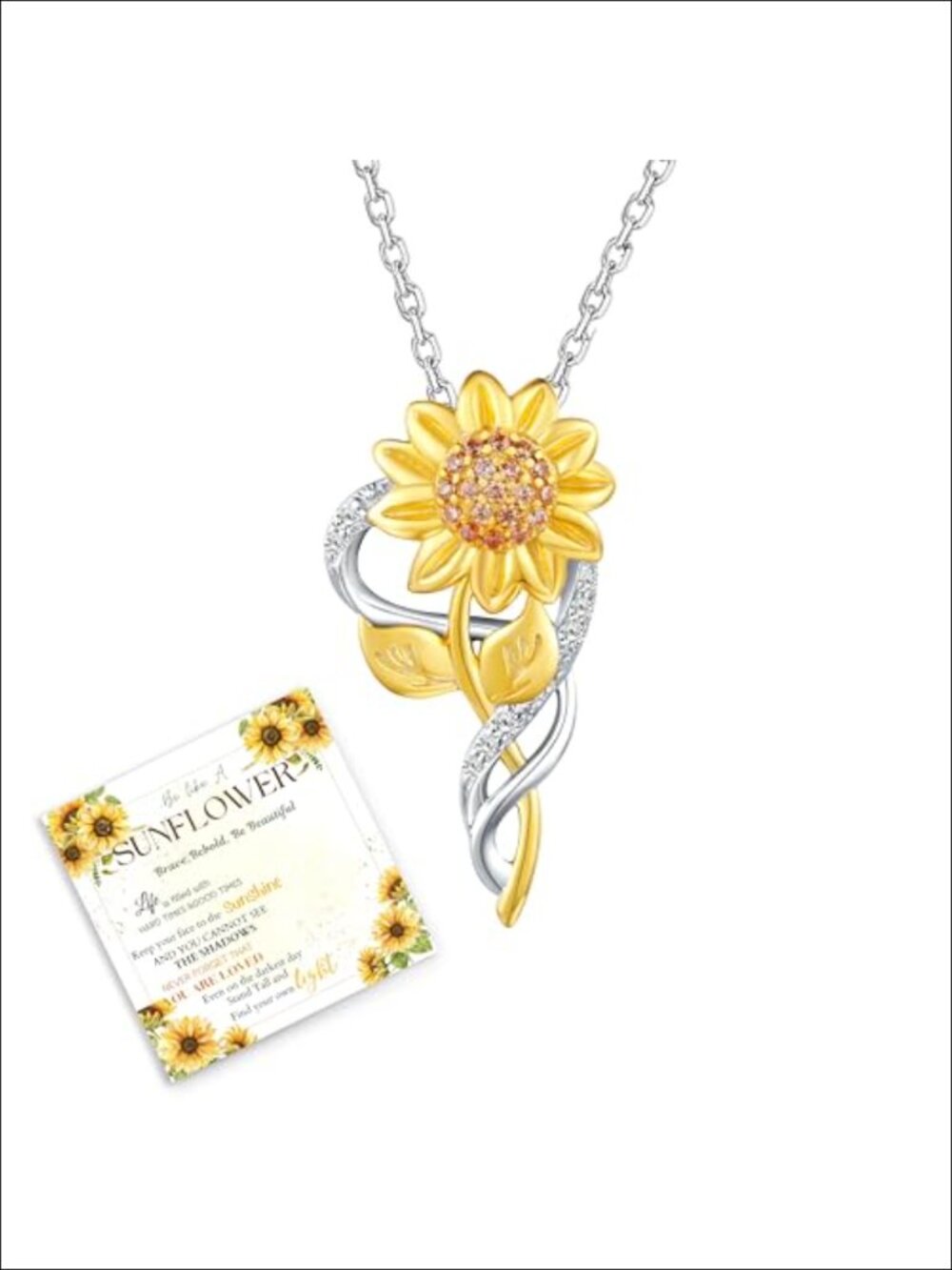 925 Sterling Silver Sunflower Pendant Necklace Women Gift